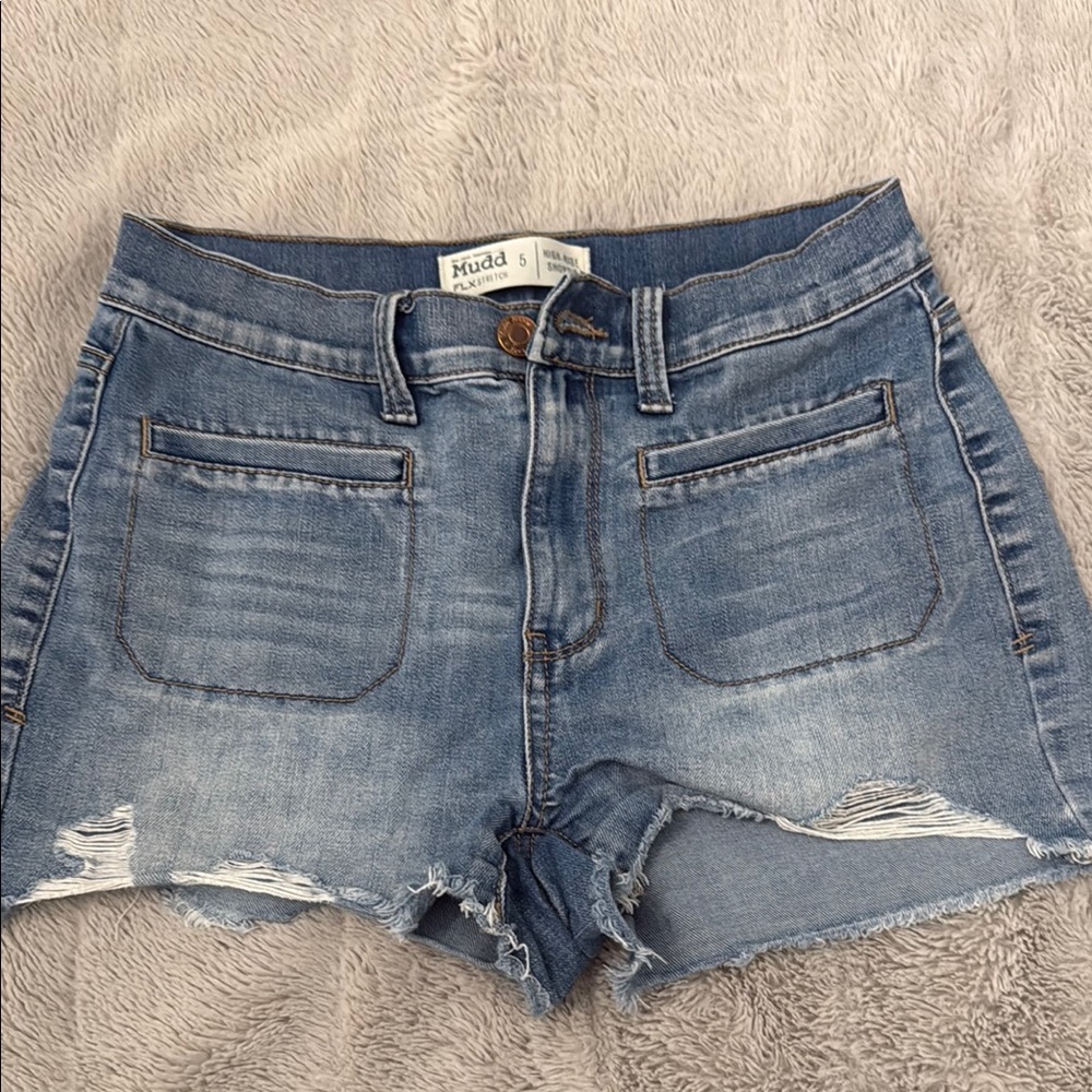 Mudd Blue Jean Shorts High-Waisted Distressed